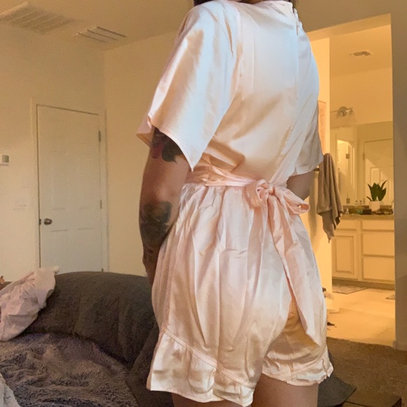 Peach Satin Romper - Picture 3 of 4